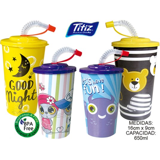 Vaso Infantil Con Sorbete Indvl 650Ml C24