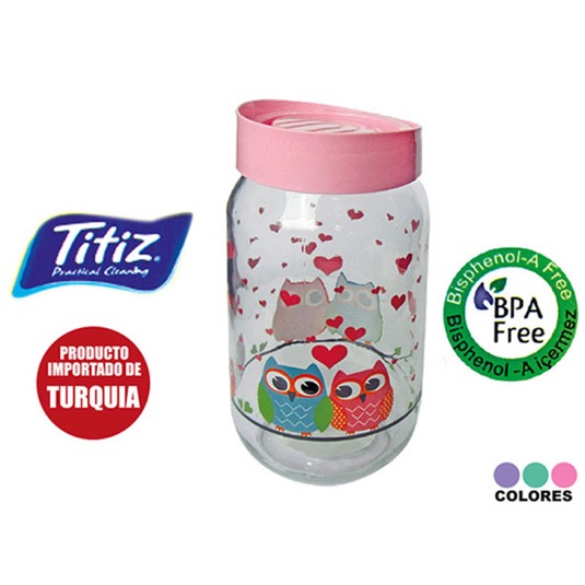 Frasco Vidrio Titiz Con Diseños 1000Ml