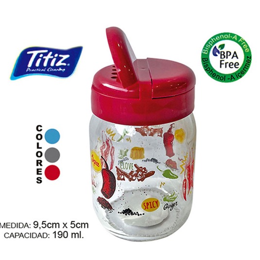 Frasco Vidrio P/Especias C/Disenos 190Ml