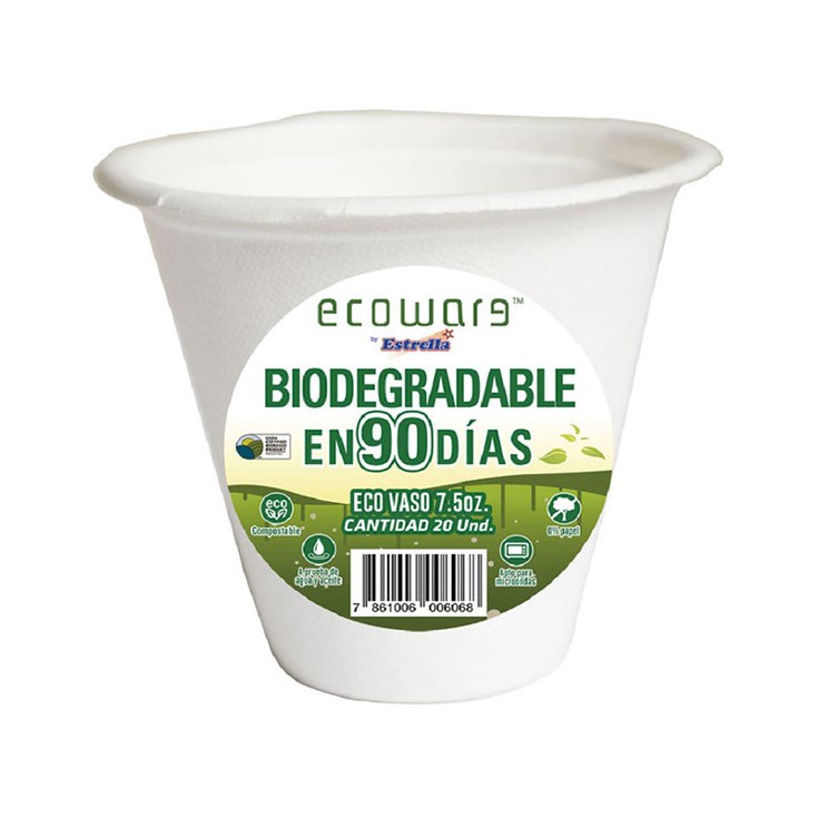 Vaso Biodegradable Ecoware X 20 Un