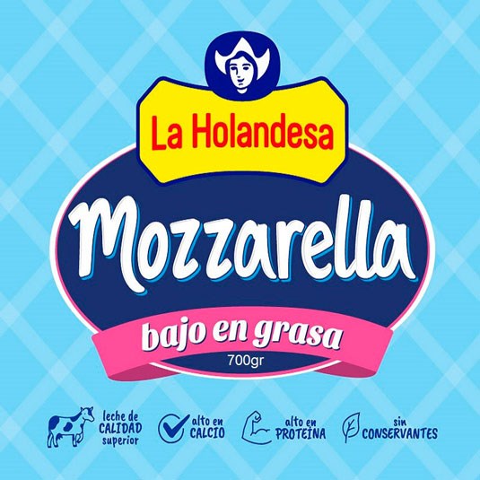 Queso Mozzarella Bajo En Grasa La Holandesa 700 Gr.
