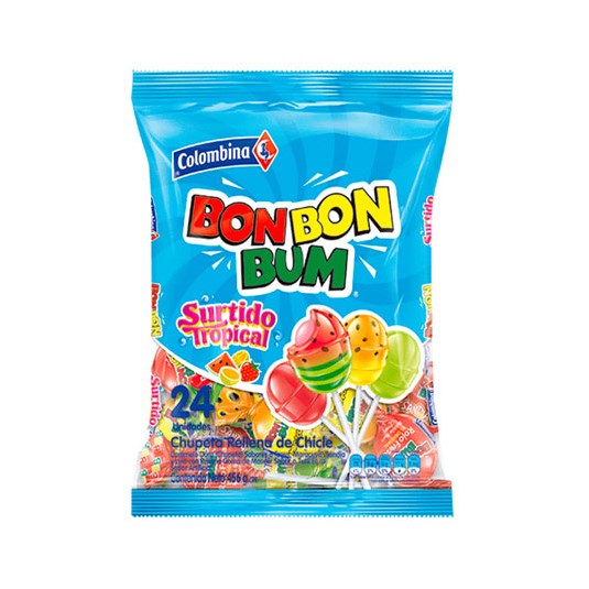 Chupete Surtido Tropical Bon Bon Bum 456 Gr