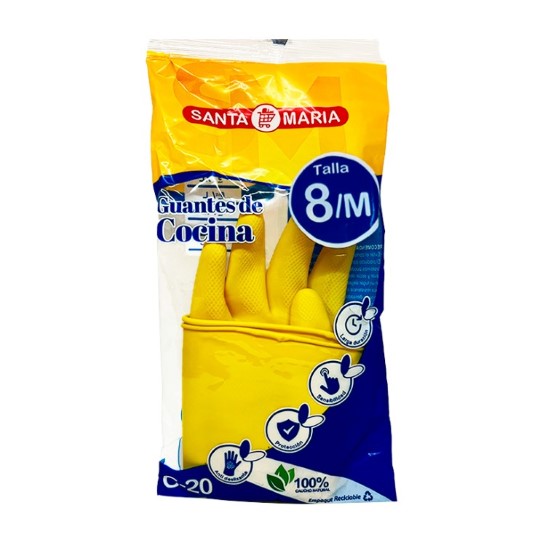 Santa Maria Guante Amarillo Doméstico C20 Talla 8 Un.