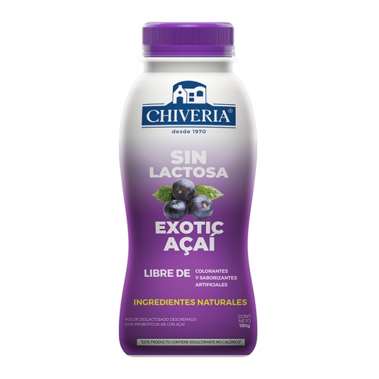 Yogurt Deslactosado Acaí Chivería 180 Gr.