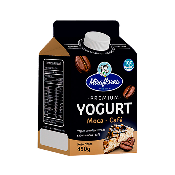 Yogurt Premiun Sabor Moca - Café Miraflores Carton 450 Gr