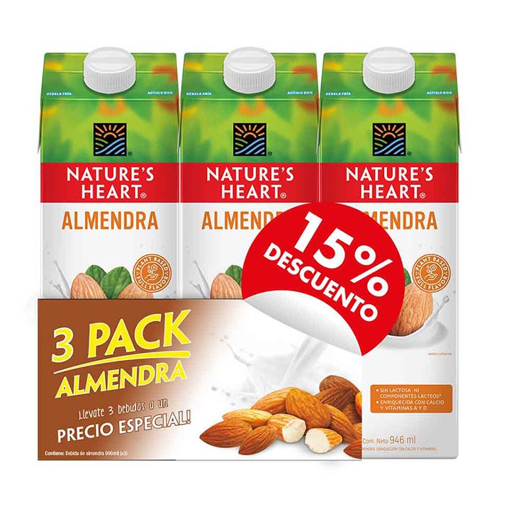3 Pack Bebidas Almendra Nature´s Heart 946 Ml. 3 Pack Bebidas Almendra Nature´s Heart 946 Ml.
