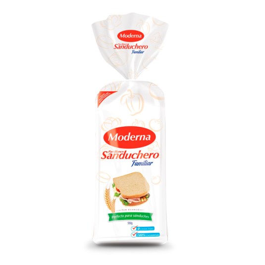 Pan Blanco Moderna Sanduchero Familiar 550 Gr.