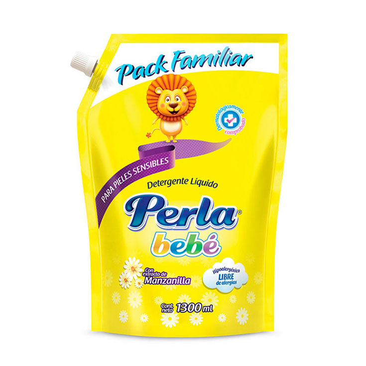 Detergente Líquido Perla Bebé Manzanilla Doypack 1300 Ml 