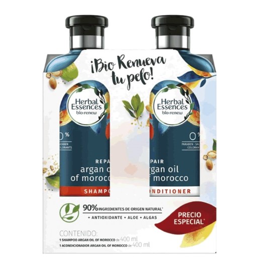 Pack herbal essences argan shampoo 400ml + acondicionador 40 Pack herbal essences argan shampoo 400ml + acondicionador 40