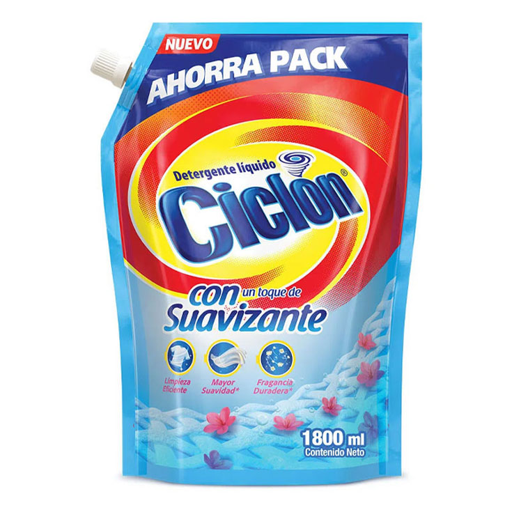 Detergente Líquido Con Suavizante Ciclón 1800 ml