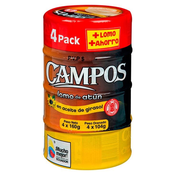 Pack x 4 campos atun aceite girasol 160 gr c/u