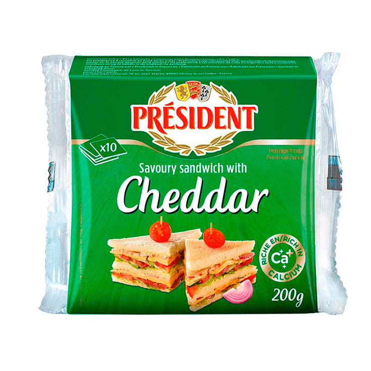 Queso Cheddar Sandwich President Rebanado 200G