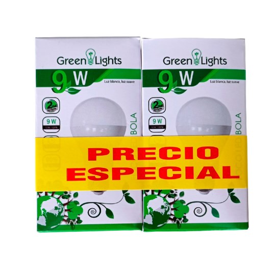 Focos Led Green Light Pack Bola 9 Wts.
