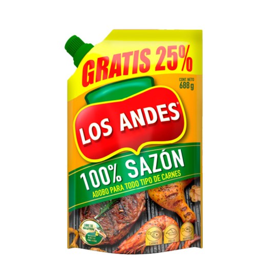 Sazón Los Andes Doypack 550 Gr +25% Gratis