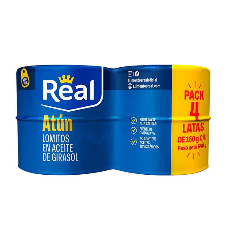 Real Atun 4Pack En Girasol 160Gr C/U.