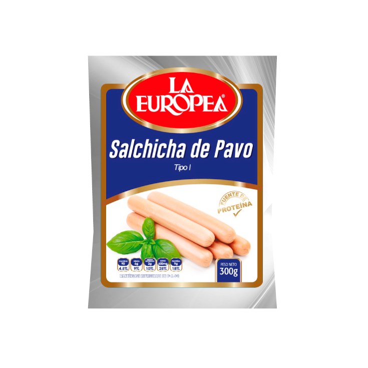 Salchicha De Pavo La Europea 300 Gr