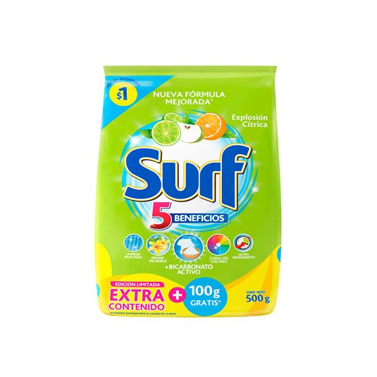 Detergente Polvo Explosion Citrica Surf 400 G