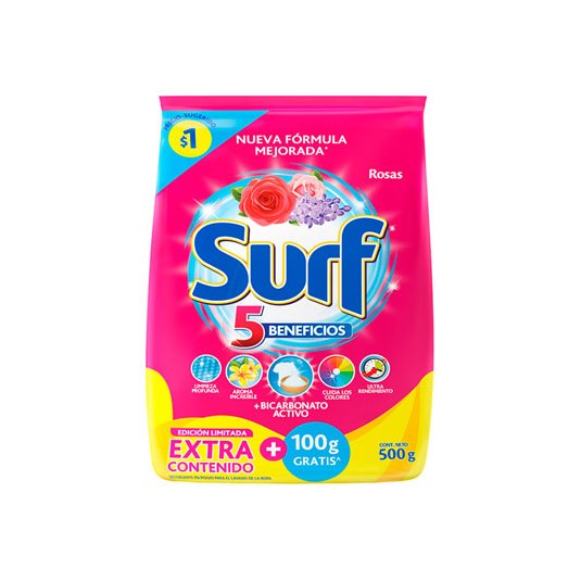 Surf Detergente Polvo Rosas 400 Gr + 100 Gr Gratis