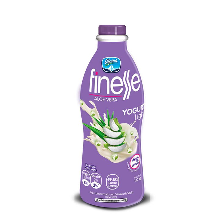 Finesse Yogurt Deslactosado Botella Trozos Aloe Vera 1670 Gr