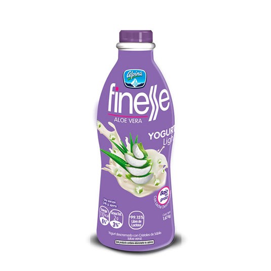 Finesse Yogurt Deslactosado Botella Trozos Aloe Vera 1670 Gr