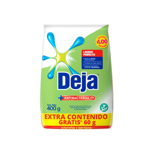 Detergente Polvo Antibacterial Deja 340 Gr +