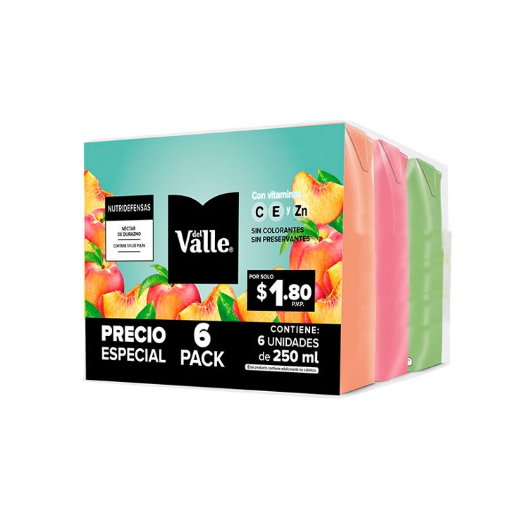 Pack X 6 Nectar Durazno Del Valle 250 Ml.