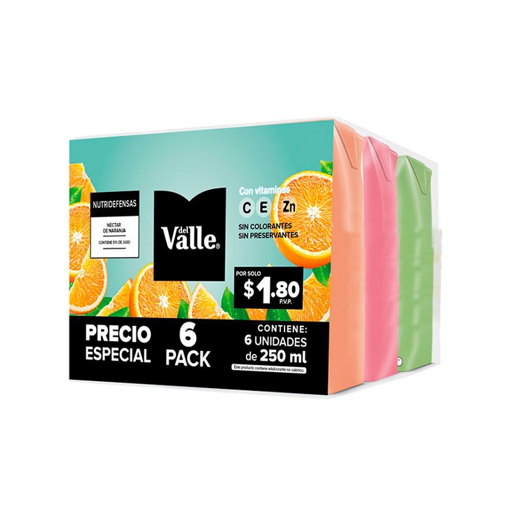 Pack X 6 Nectar Naranja Del Valle 250 Ml.