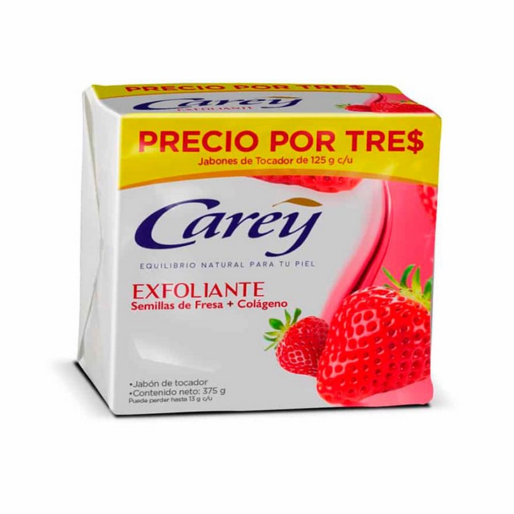 Pack X 3 Jabon Exfoliante Fresa Colagen Carey