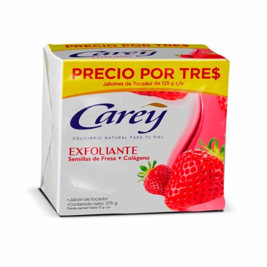 Pack X 3 Jabon Exfoliante Fresa Colagen Carey