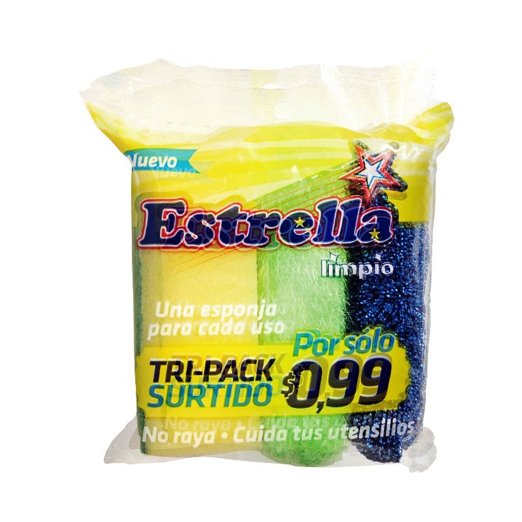Pack X 3 Esponja Surtida Estrella