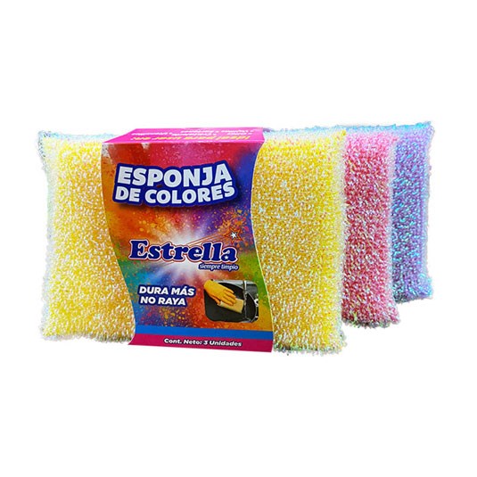 Pack X 3 Esponja Colores Estrella