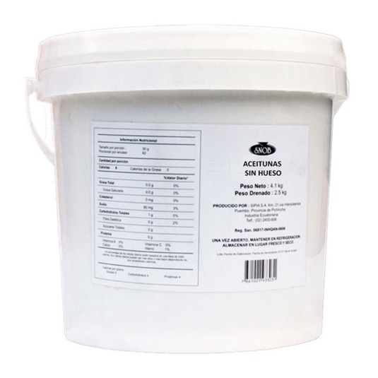 Aceituna Snob Descarozada Sin Hueso Balde 4.1 Kg