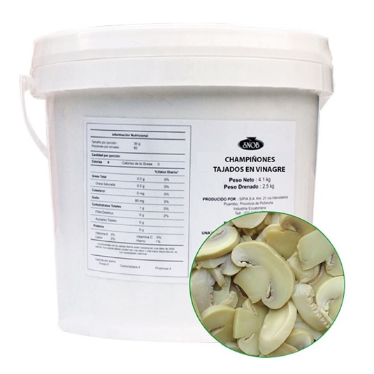 Snob Champiñon Tajado Con Vinagre Balde 4.1 Kg