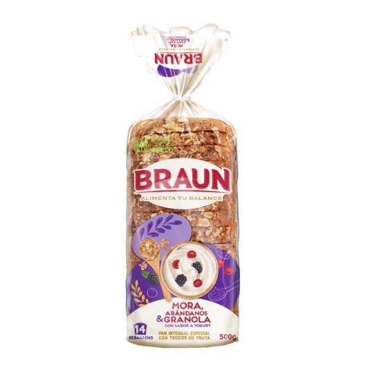 Pan Integral Mora Arándanos Granola Braun 500 Gr