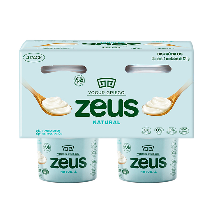 Zeus Four Pack Yogurt Griego Frutilla C/U 120 Gr