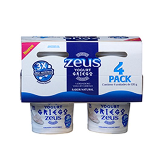 Yogurt Griego Natural Zeus Fourpack 120 Ml. C/U