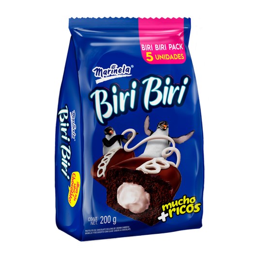 Marinela Biri Biri Pastelito Relleno Sabor Chocola