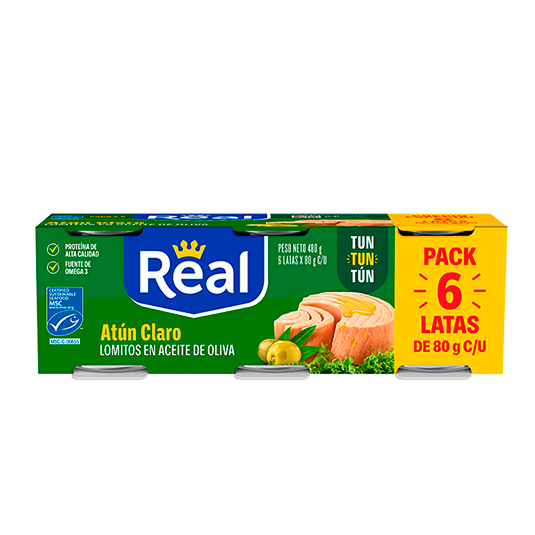 Real Atun 6Pack En Oliva 80Gr C/U.
