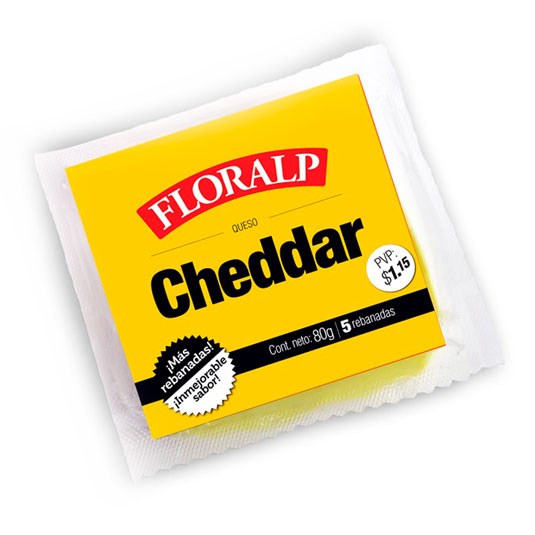 Queso Cheddar Rebanado Floralp 80 Gr.