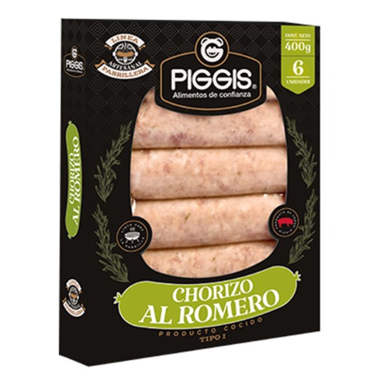 Chorizo Artesanal Con Romero Piggis 400 Gr