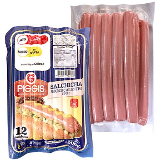 Salchicha Perro Caliente Piggis 500 Gr