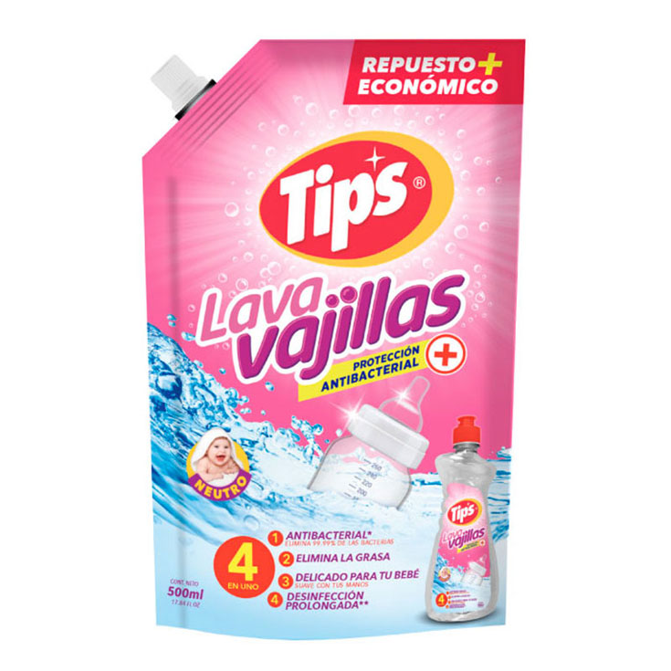 Lavavajilla Antibacterial Neutro Doypack Tips