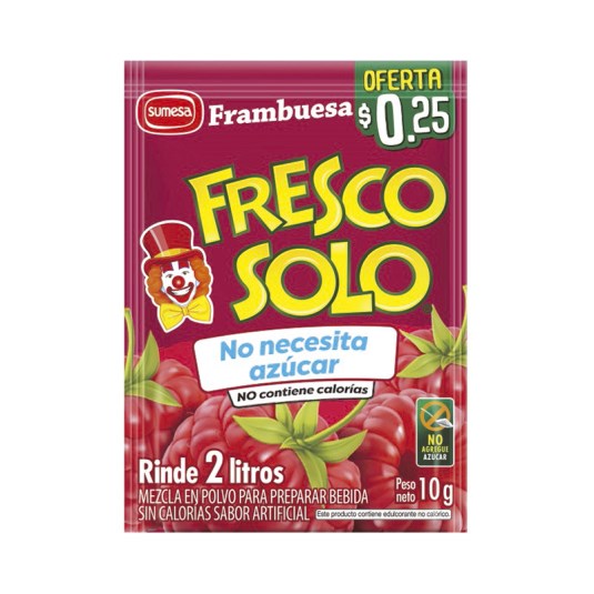 Fresco Solo Sin Azucar Sabor A Frambruesa 10