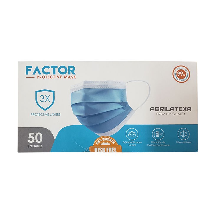 Factor Mascarilla Quirurgica Desechable X 50 Uni