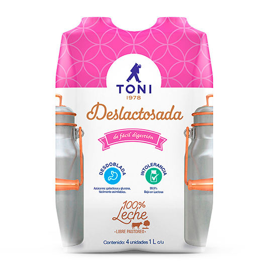 Four Pack Leche Deslactosada Toni 1 Lt. C/U