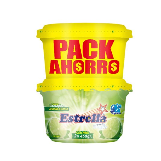 Estrella Pack Lavavajilla Crema Limon 450 Gr.