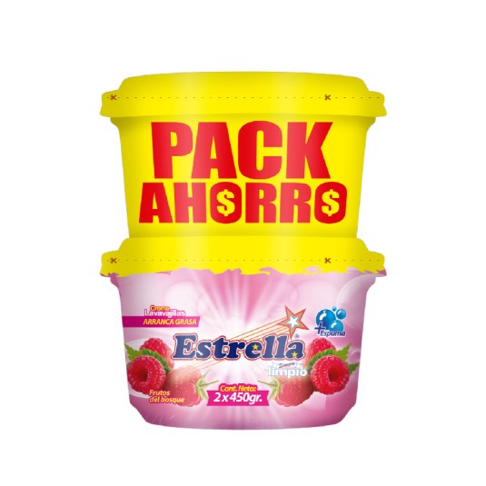 Estrella Pack Lavavajilla Crema Rosado 450 Gr.