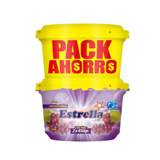 Estrella Pack Lavavajilla Crema Uva 450 Gr.