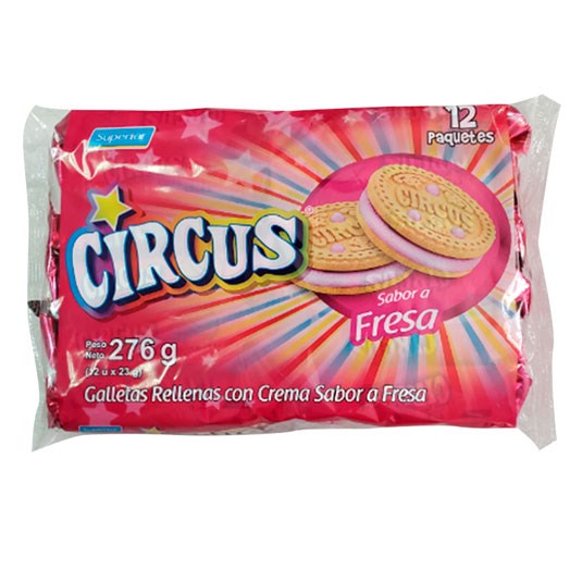 Galleta Rellena Sabor A Fresa Circus 276 Gr