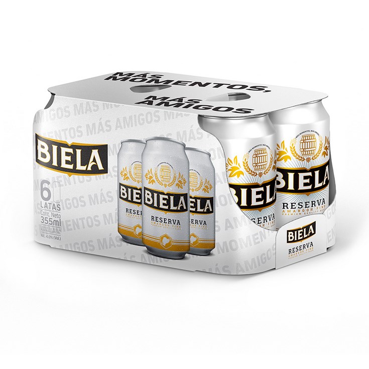 Biela Cerveza Reserva Sixpack Lata C/U 355 M